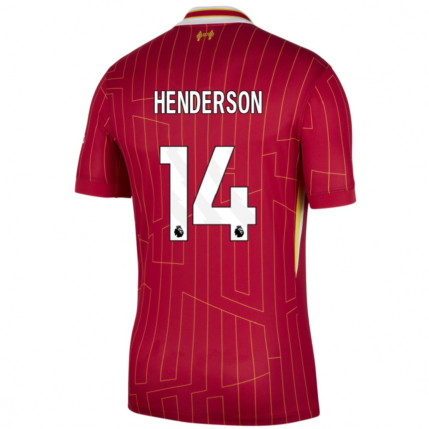 Kids Football Henderson #14 Red Yellow White Home Jersey 2024/25 T-Shirt Za