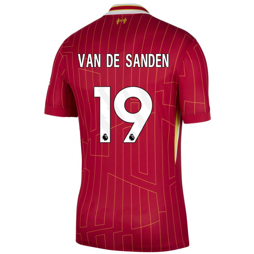 Kids Football Shanice Van De Sanden #19 Red Yellow White Home Jersey 2024/25 T-Shirt Za