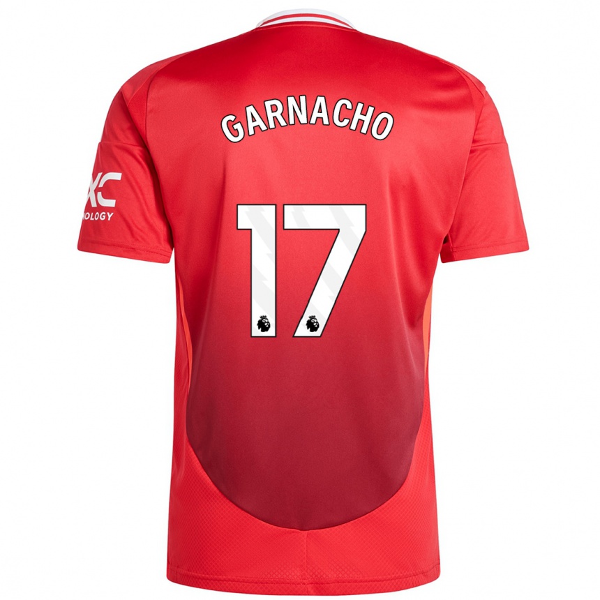 Kids Football Alejandro Garnacho #17 Bright Red Home Jersey 2024/25 T-Shirt Za