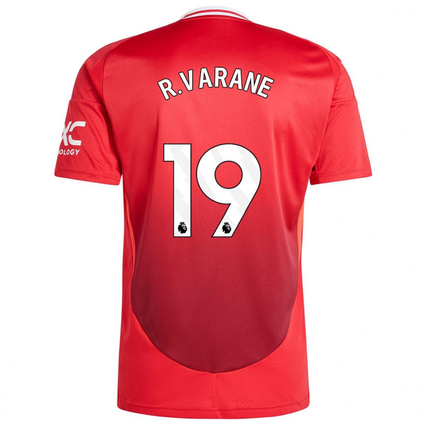 Kids Football Raphael Varane #19 Bright Red Home Jersey 2024/25 T-Shirt Za