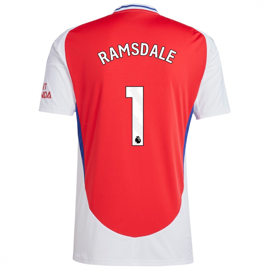 Kids Football Aaron Ramsdale #1 Red White Home Jersey 2024/25 T-Shirt Za