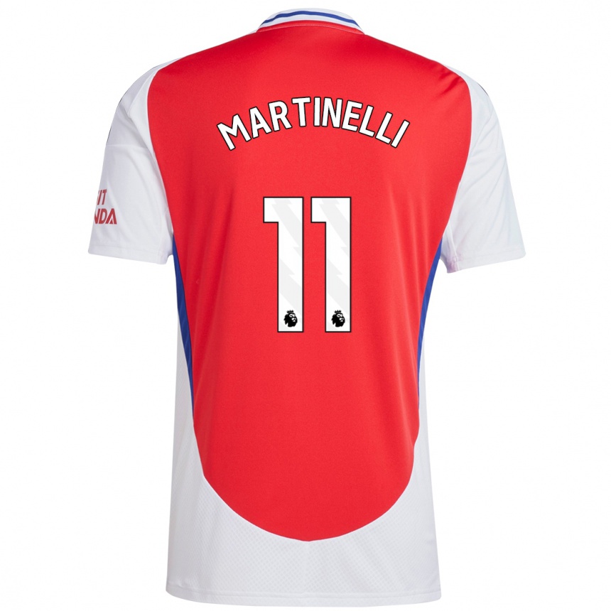 Kids Football Gabriel Martinelli #11 Red White Home Jersey 2024/25 T-Shirt Za