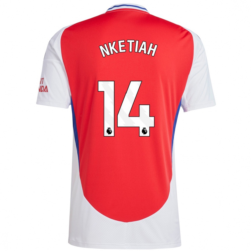 Kids Football Eddie Nketiah #14 Red White Home Jersey 2024/25 T-Shirt Za