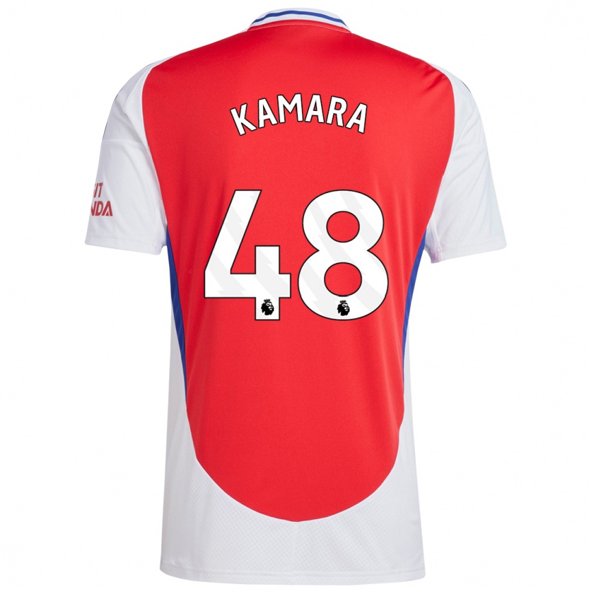 Kids Football Osman Kamara #48 Red White Home Jersey 2024/25 T-Shirt Za