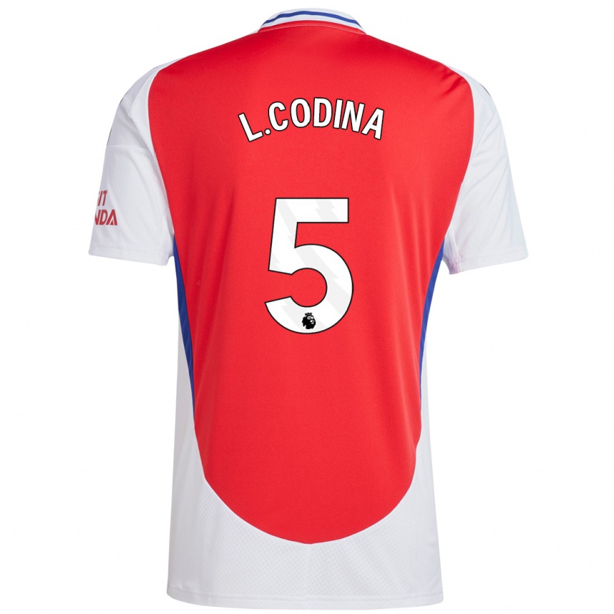 Kids Football Laia Codina #5 Red White Home Jersey 2024/25 T-Shirt Za