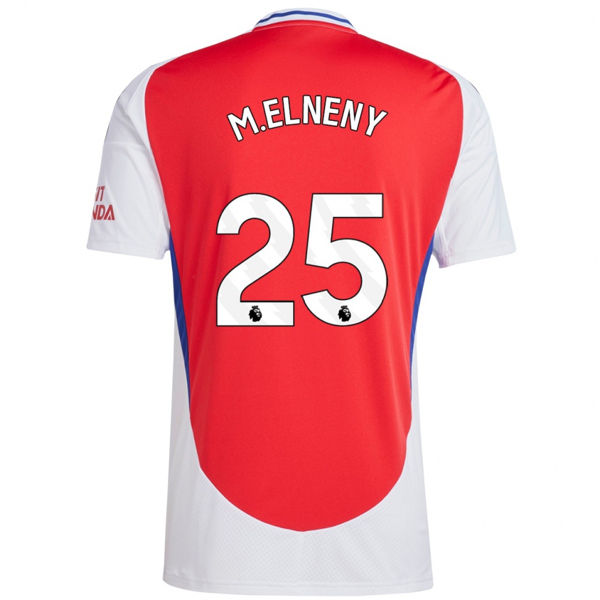 Kids Football Mohamed Elneny #25 Red White Home Jersey 2024/25 T-Shirt Za