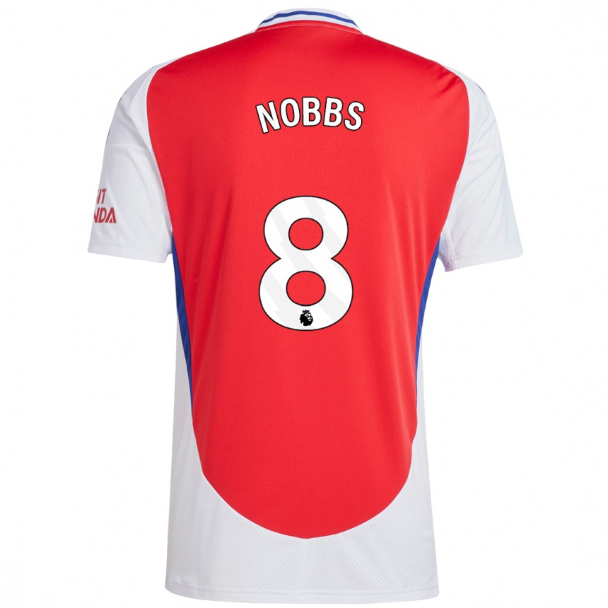 Kids Football Nobbs #8 Red White Home Jersey 2024/25 T-Shirt Za