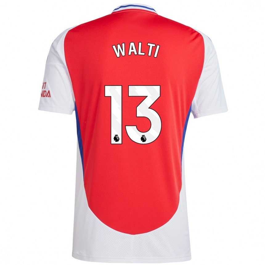 Kids Football Lia Walti #13 Red White Home Jersey 2024/25 T-Shirt Za