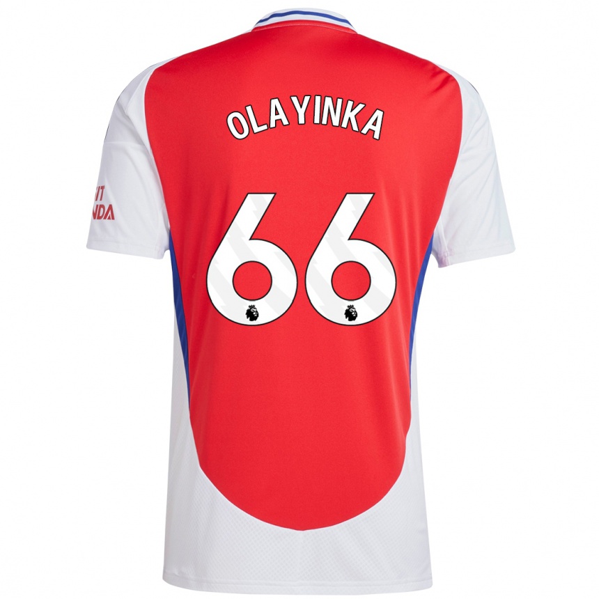 Kids Football James Olayinka #66 Red White Home Jersey 2024/25 T-Shirt Za