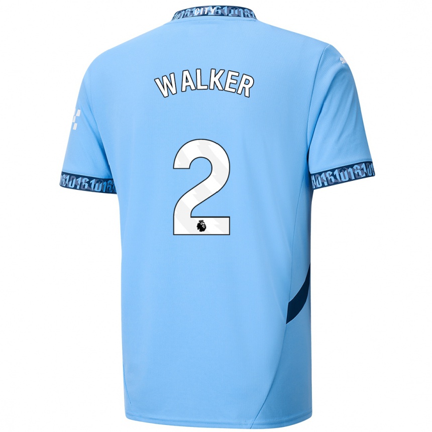 Kids Football Kyle Walker #2 Navy Blue Home Jersey 2024/25 T-Shirt Za