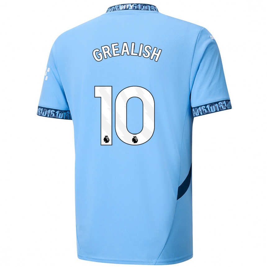 Kids Football Jack Grealish #10 Navy Blue Home Jersey 2024/25 T-Shirt Za