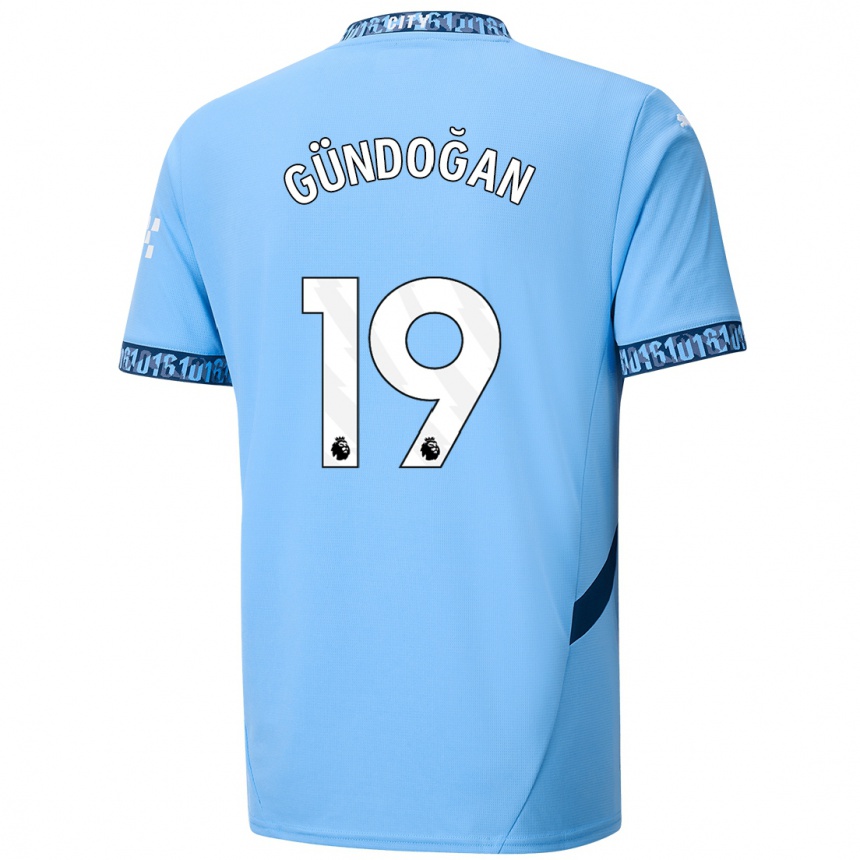 Kids Football Ilkay Gundogan #19 Navy Blue Home Jersey 2024/25 T-Shirt Za