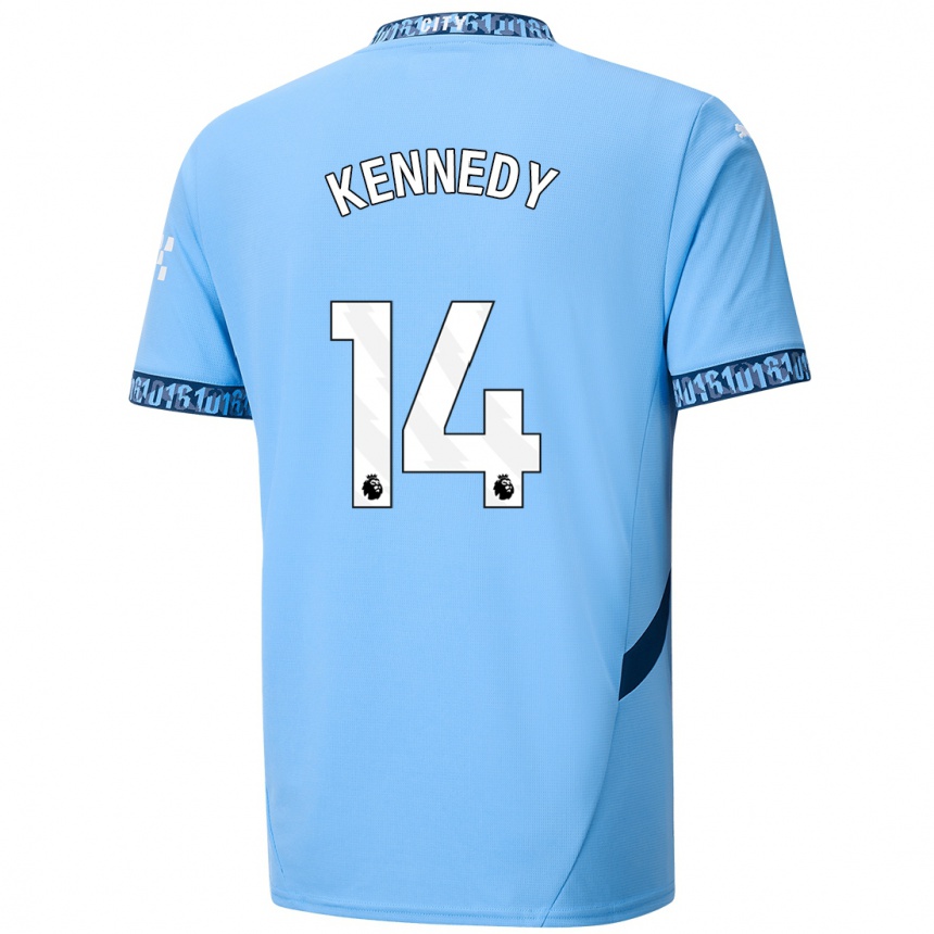 Kids Football Alanna Kennedy #14 Navy Blue Home Jersey 2024/25 T-Shirt Za