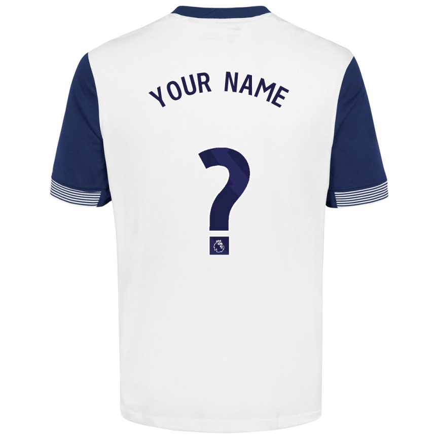 Kids Football Your Name #0 White Blue Home Jersey 2024/25 T-Shirt Za