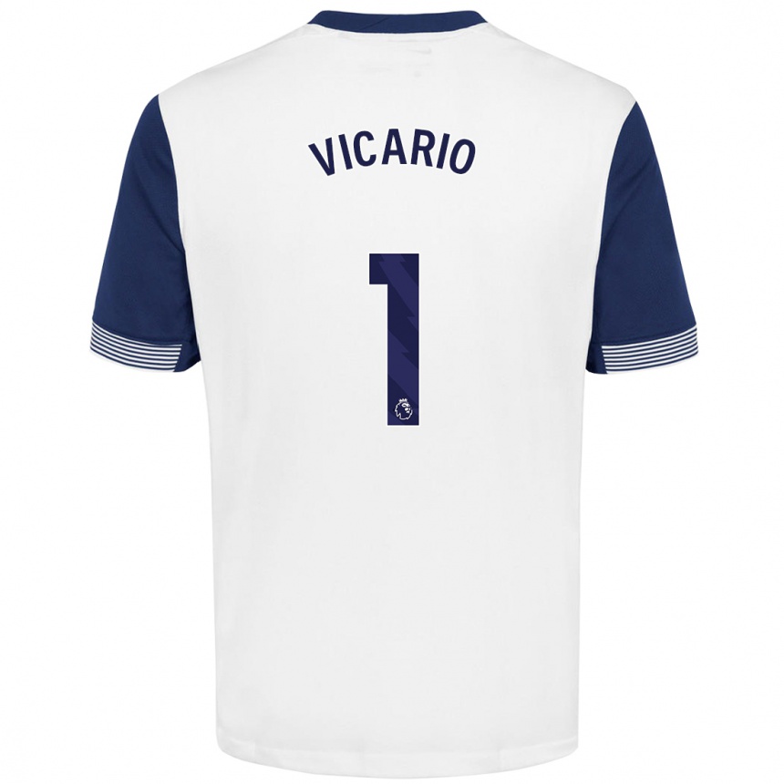 Kids Football Guglielmo Vicario #1 White Blue Home Jersey 2024/25 T-Shirt Za