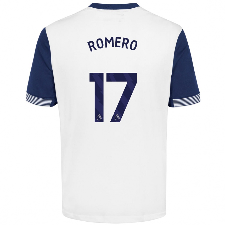 Kids Football Cristian Romero #17 White Blue Home Jersey 2024/25 T-Shirt Za