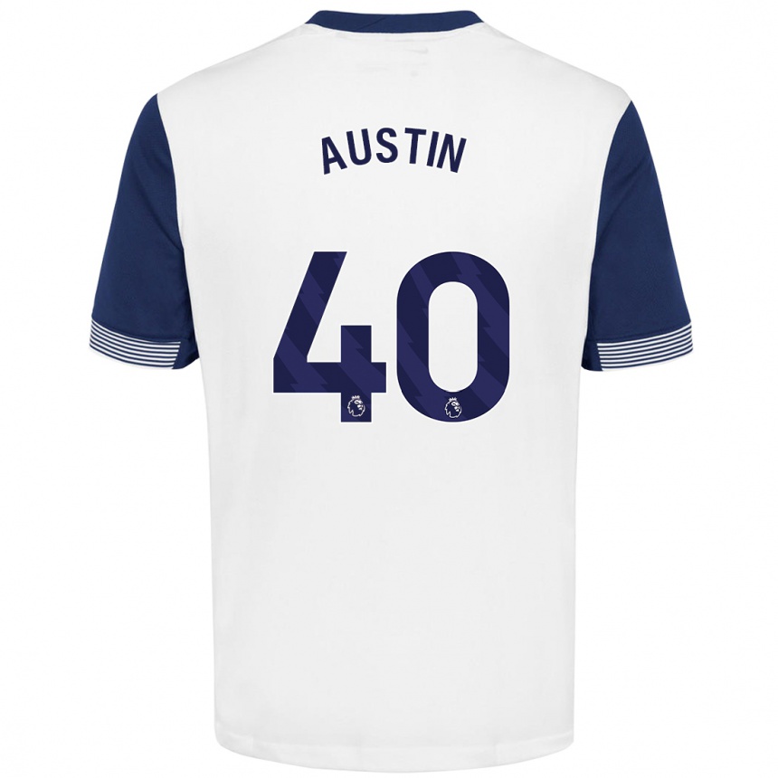 Kids Football Brandon Austin #40 White Blue Home Jersey 2024/25 T-Shirt Za