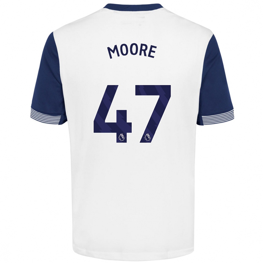 Kids Football Mikey Moore #47 White Blue Home Jersey 2024/25 T-Shirt Za