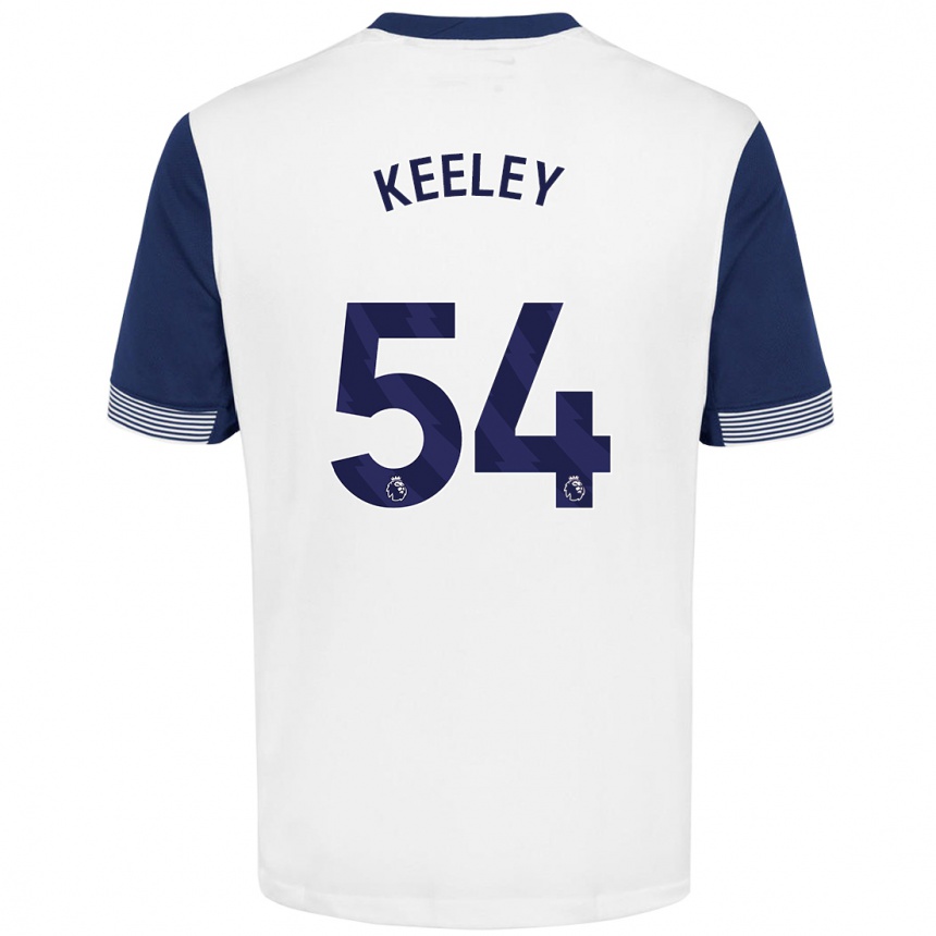 Kids Football Josh Keeley #54 White Blue Home Jersey 2024/25 T-Shirt Za