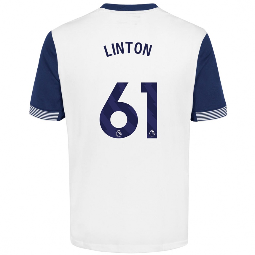 Kids Football Jahziah Linton #61 White Blue Home Jersey 2024/25 T-Shirt Za