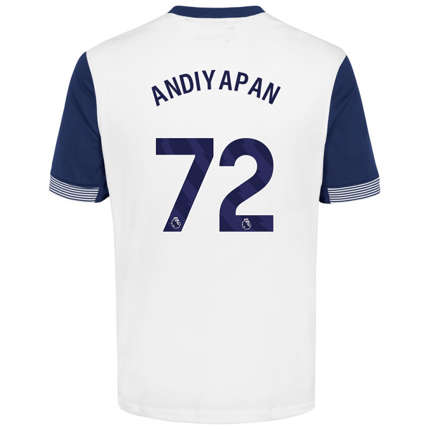 Kids Football William Andiyapan #72 White Blue Home Jersey 2024/25 T-Shirt Za