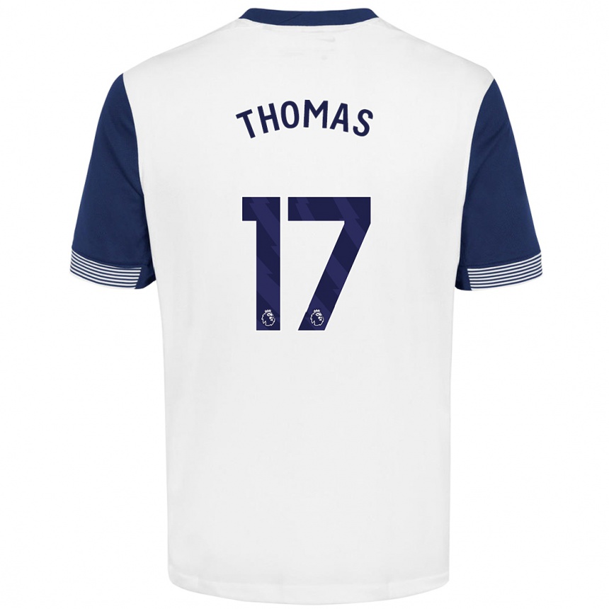 Kids Football Martha Thomas #17 White Blue Home Jersey 2024/25 T-Shirt Za