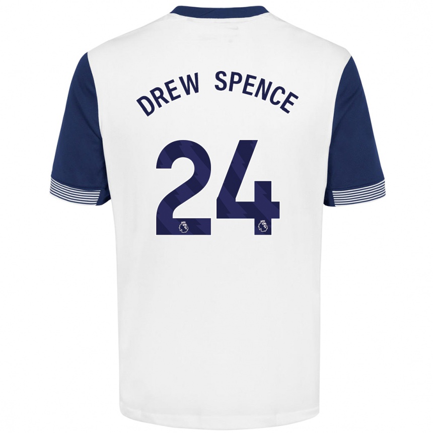 Kids Football Drew Spence #24 White Blue Home Jersey 2024/25 T-Shirt Za