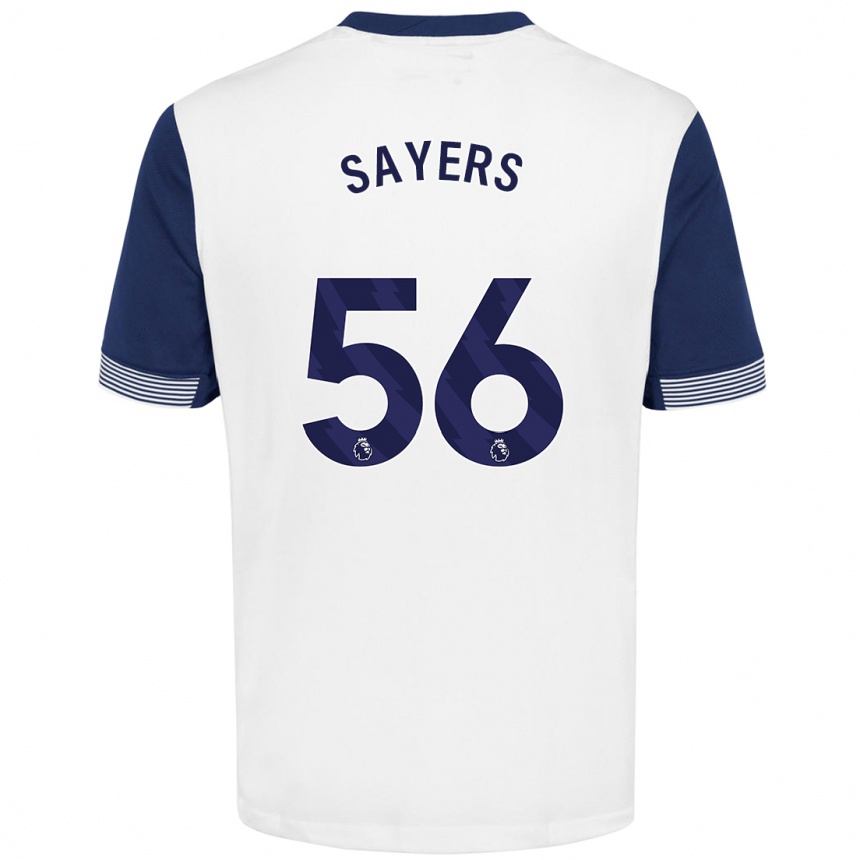 Kids Football Charlie Sayers #56 White Blue Home Jersey 2024/25 T-Shirt Za