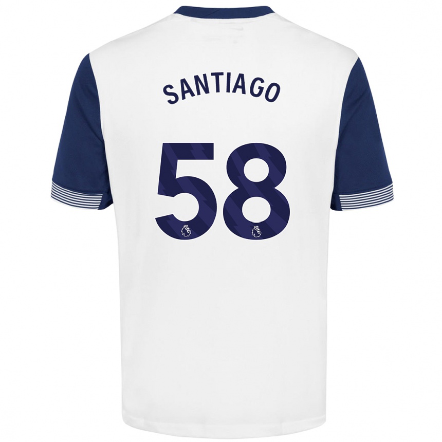 Kids Football Yago Santiago #58 White Blue Home Jersey 2024/25 T-Shirt Za