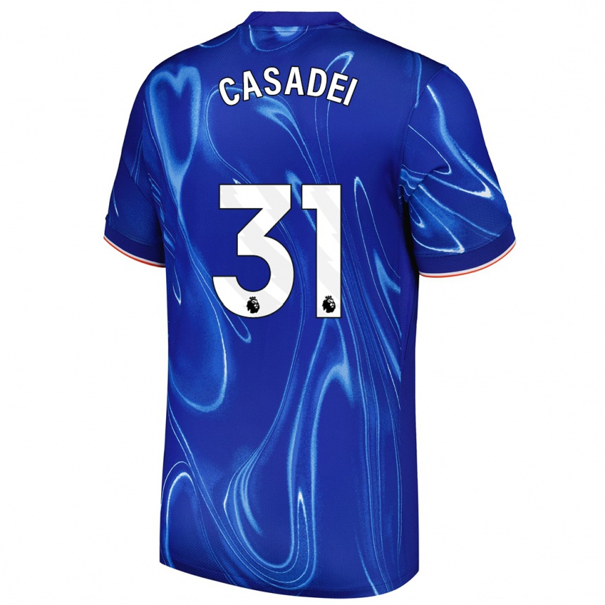 Kids Football Cesare Casadei #31 Blue White Home Jersey 2024/25 T-Shirt Za