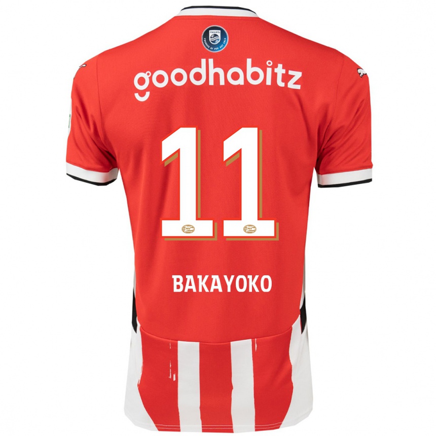 Kids Football Johan Bakayoko #11 Red White Home Jersey 2024/25 T-Shirt Za