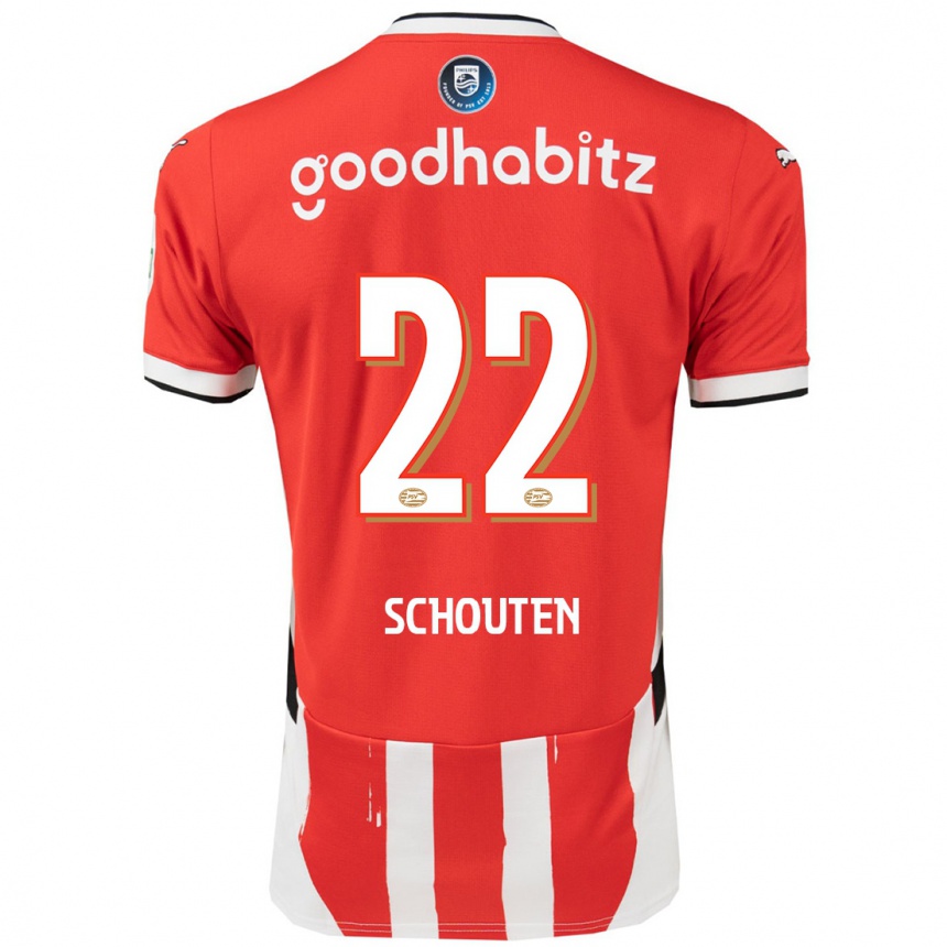 Kids Football Jerdy Schouten #22 Red White Home Jersey 2024/25 T-Shirt Za