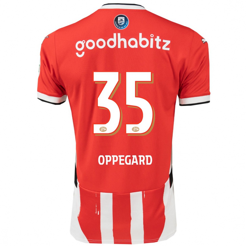 Kids Football Fredrik Oppegard #35 Red White Home Jersey 2024/25 T-Shirt Za