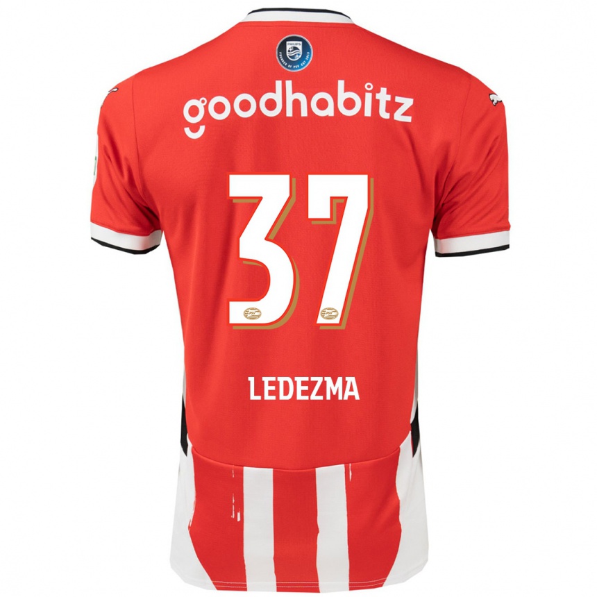 Kids Football Richard Ledezma #37 Red White Home Jersey 2024/25 T-Shirt Za