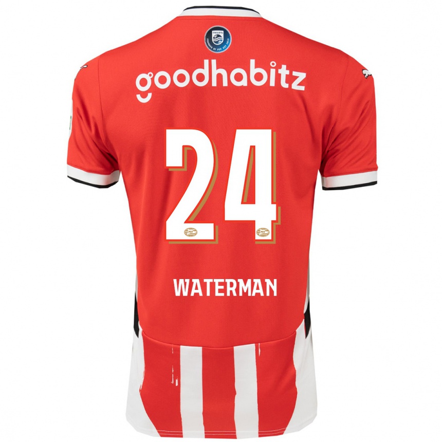 Kids Football Boy Waterman #24 Red White Home Jersey 2024/25 T-Shirt Za