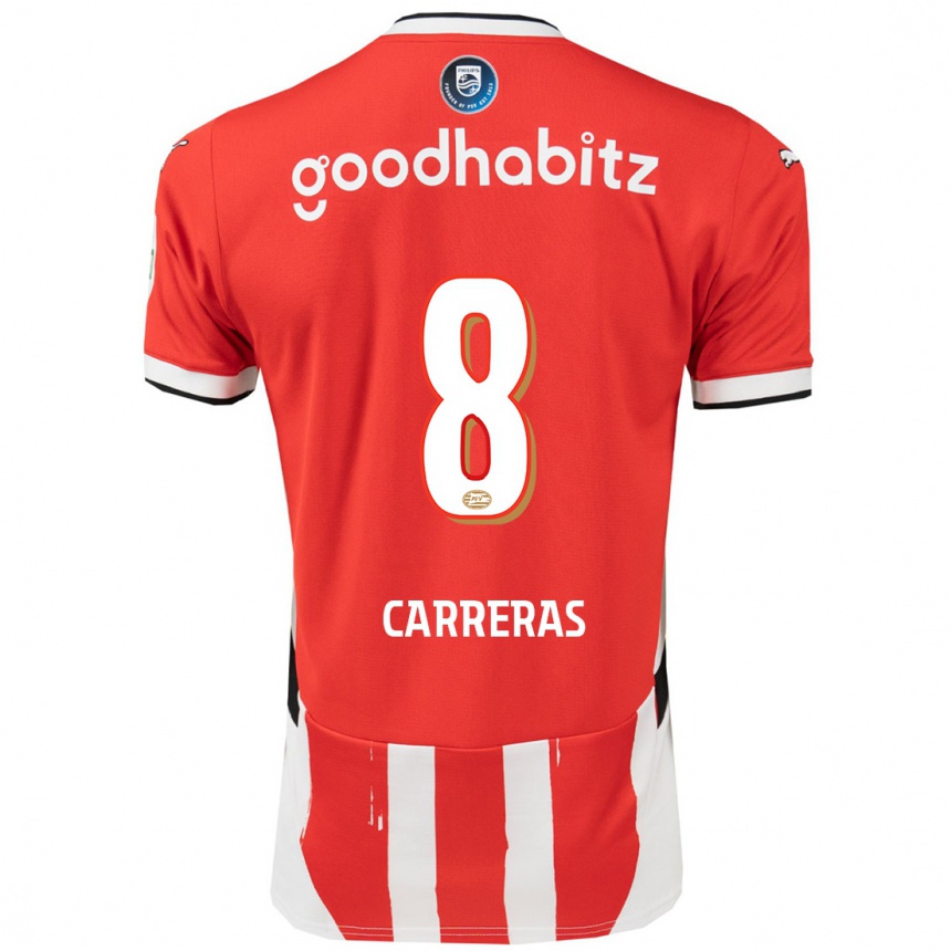 Kids Football Georgina Carreras #8 Red White Home Jersey 2024/25 T-Shirt Za