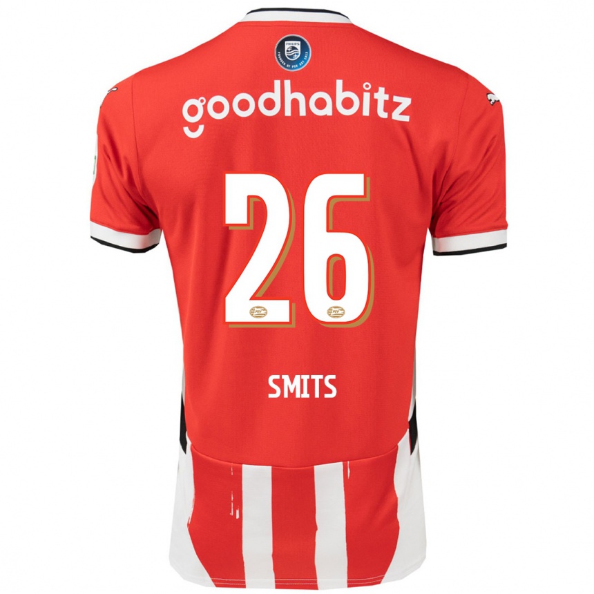 Kids Football Eef Smits #26 Red White Home Jersey 2024/25 T-Shirt Za