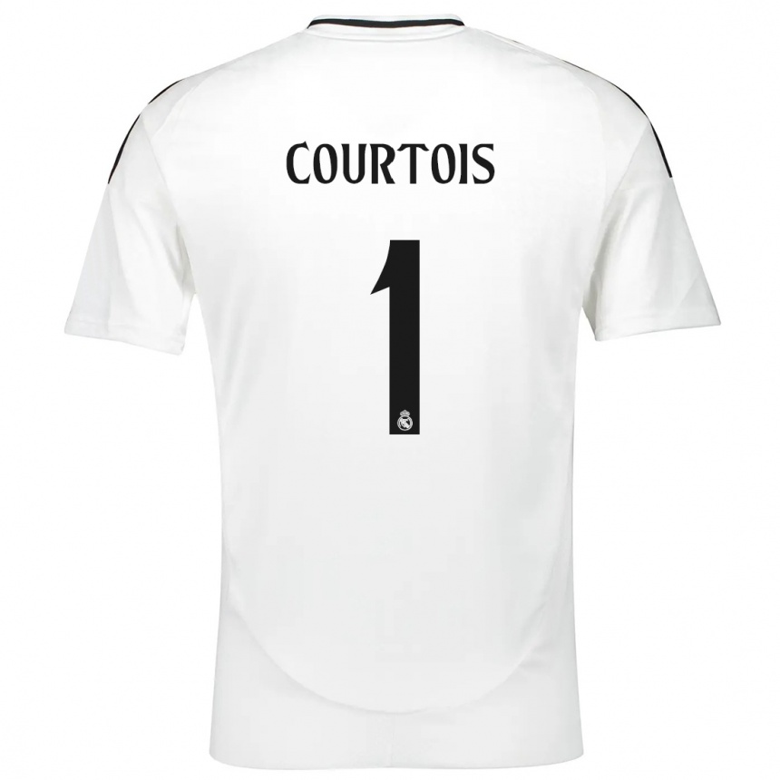 Kids Football Thibaut Courtois #1 White Home Jersey 2024/25 T-Shirt Za