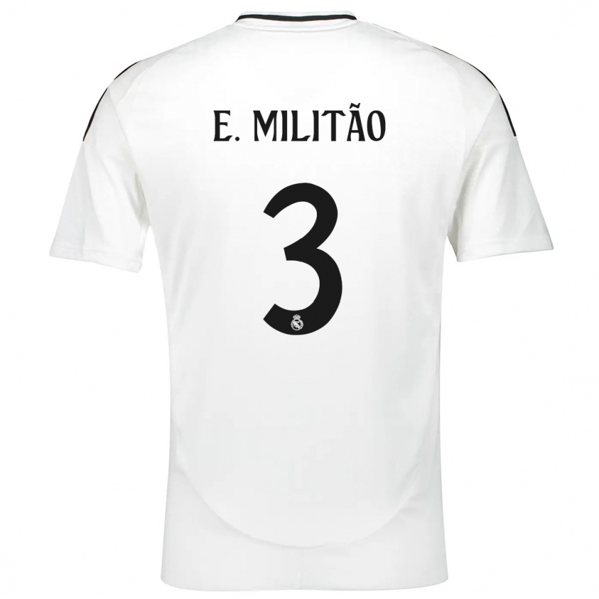 Kids Football Eder Militao #3 White Home Jersey 2024/25 T-Shirt Za