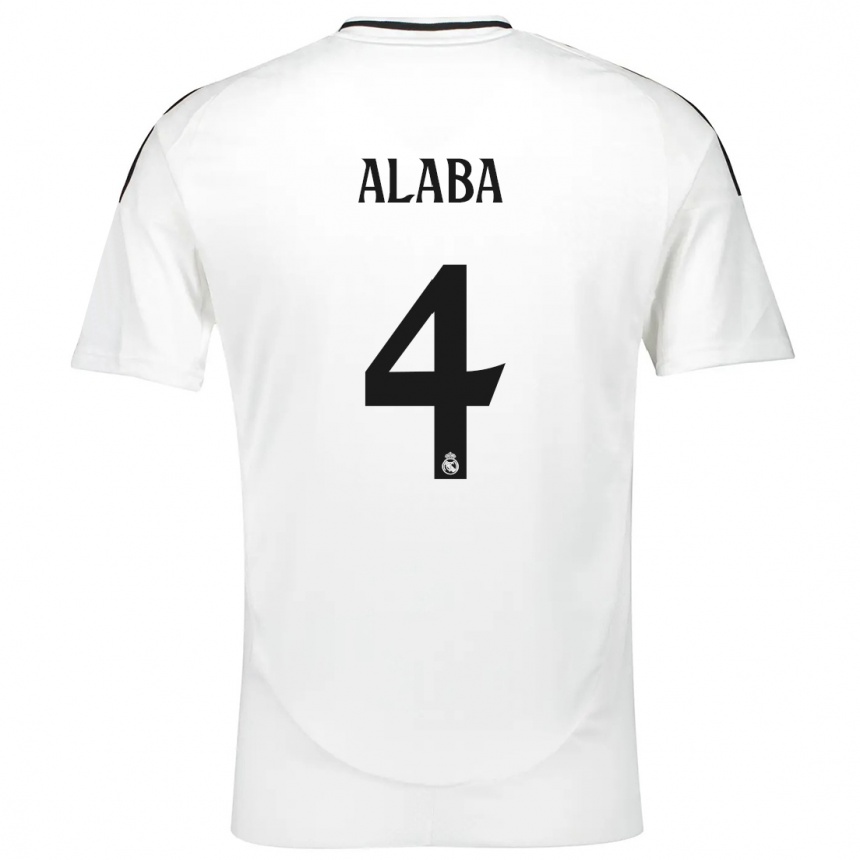 Kids Football David Alaba #4 White Home Jersey 2024/25 T-Shirt Za