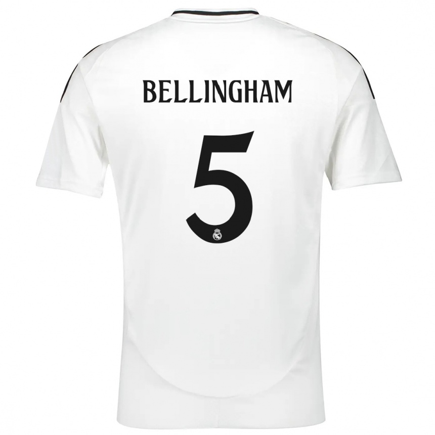 Kids Football Jude Bellingham #5 White Home Jersey 2024/25 T-Shirt Za