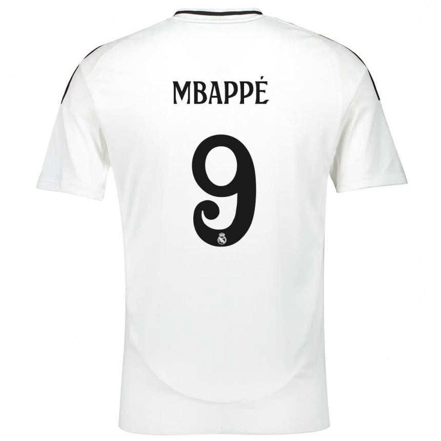 Kids Football Kylian Mbappe #9 White Home Jersey 2024/25 T-Shirt Za