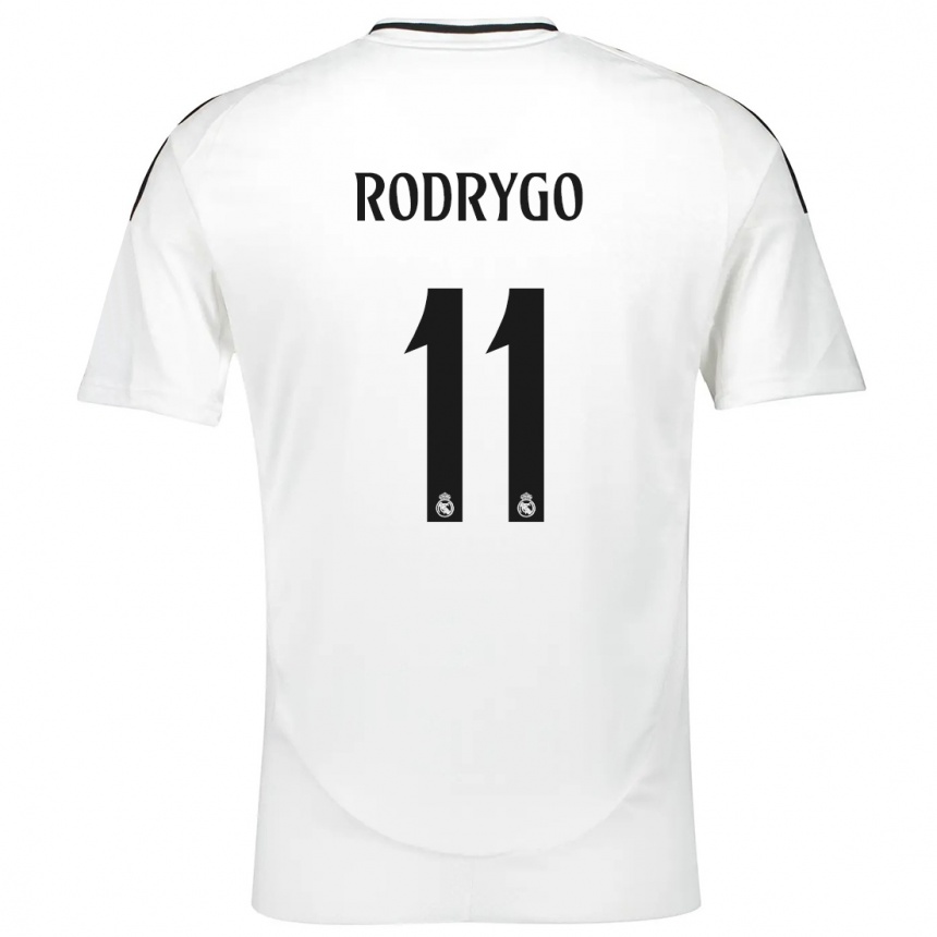 Kids Football Rodrygo #11 White Home Jersey 2024/25 T-Shirt Za