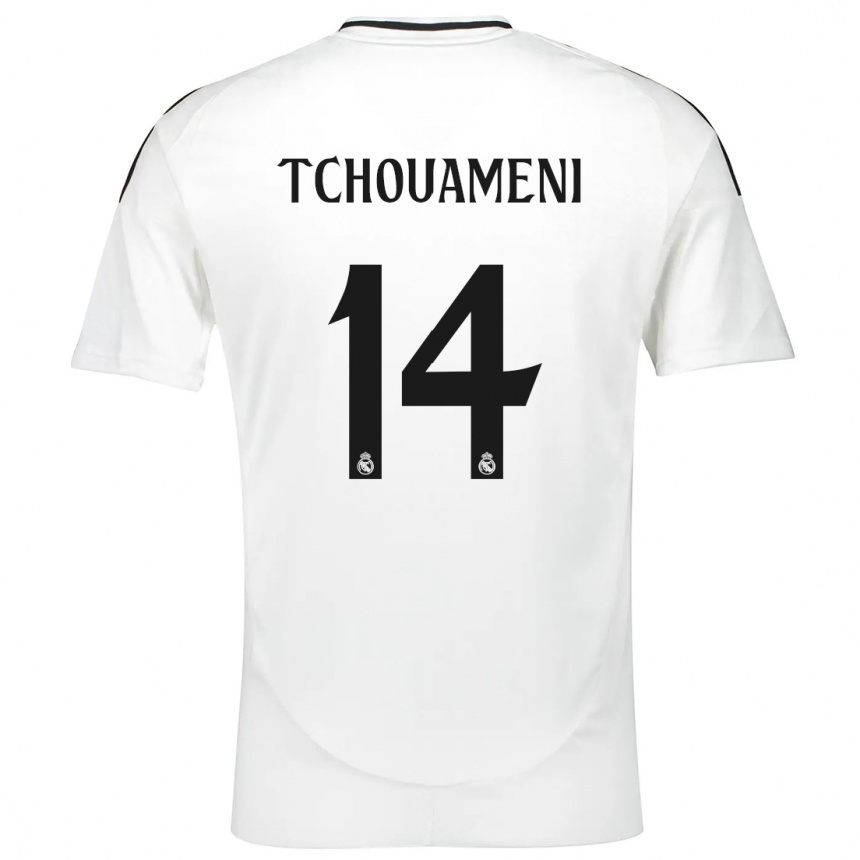 Kids Football Aurelien Tchouameni #14 White Home Jersey 2024/25 T-Shirt Za