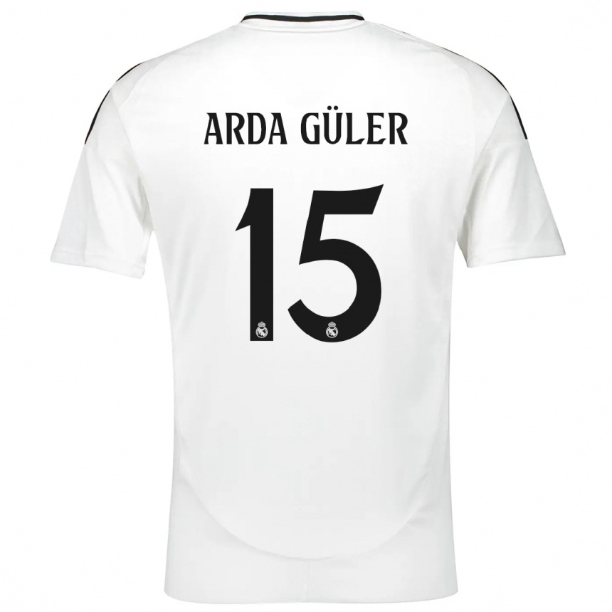 Kids Football Arda Güler #15 White Home Jersey 2024/25 T-Shirt Za