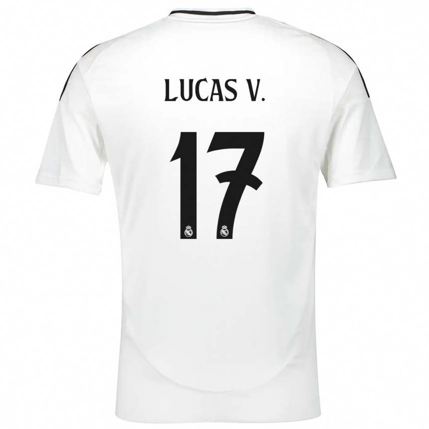 Kids Football Lucas Vazquez #17 White Home Jersey 2024/25 T-Shirt Za