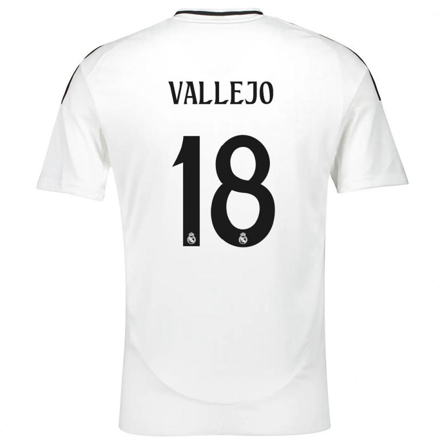 Kids Football Jesus Vallejo #18 White Home Jersey 2024/25 T-Shirt Za