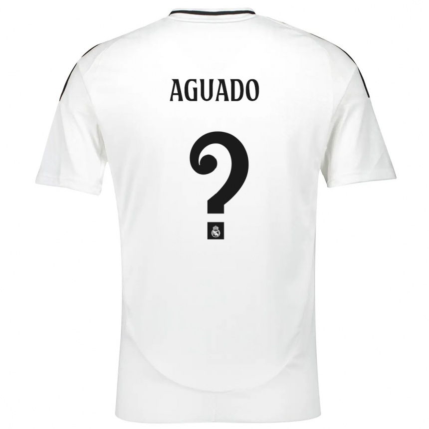 Kids Football Diego Aguado #0 White Home Jersey 2024/25 T-Shirt Za