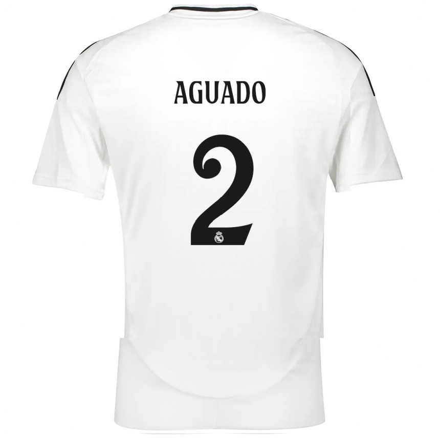 Kids Football Lorenzo Aguado #2 White Home Jersey 2024/25 T-Shirt Za