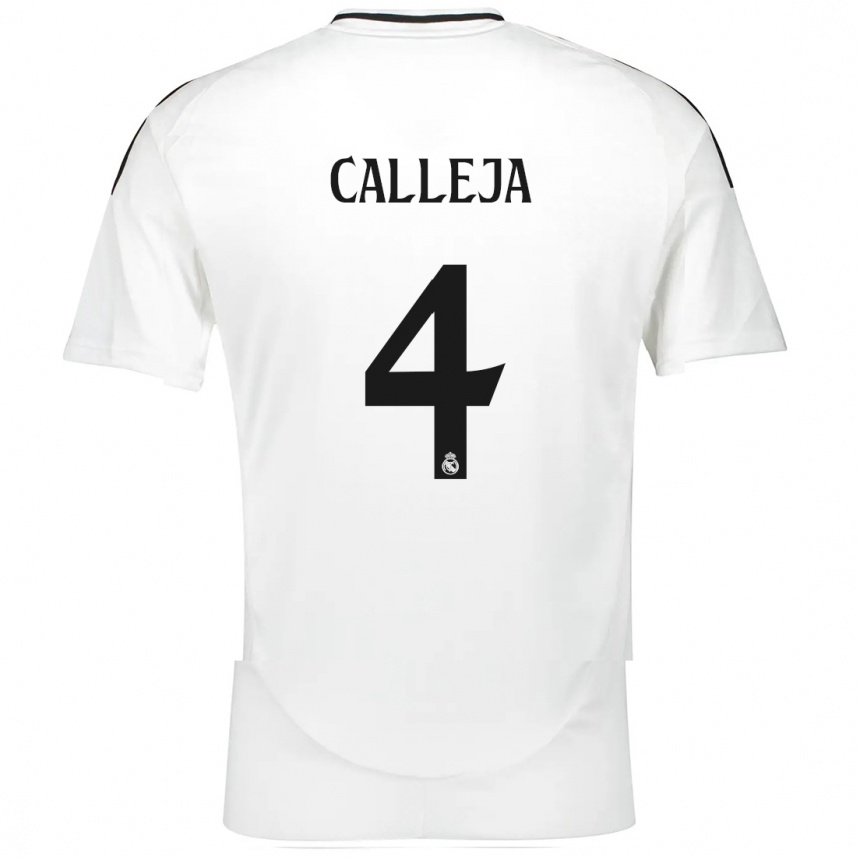 Kids Football Jaime Calleja #4 White Home Jersey 2024/25 T-Shirt Za